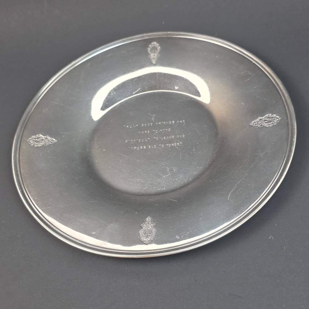 Vintage Community Plate Silver Friendship Plate Engraved Quote 12988 8 Inch Tray